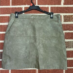 Green Faux Leather Skirt
